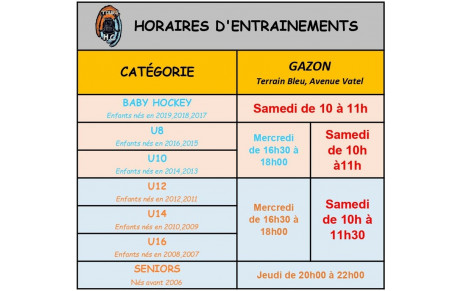 MODIFICATION CRENEAUX ENTRAÎNEMENTS